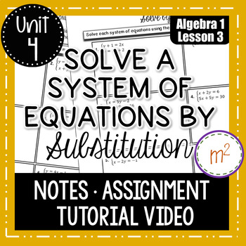 Preview of Solve a System of Equations Using Substitution Algebra 1 Curriculum