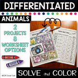 Addition Coloring Worksheets - Animals Subtraction