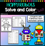Addition Coloring Worksheets - Happy Robots Math