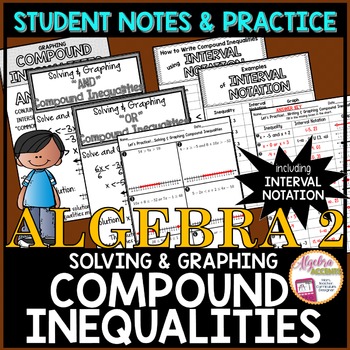 Preview of Solve and Graph Compound Inequalities + Interval Notation Notes & Practice