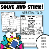 Solve and Stick: Subtraction within 30 | Puzzle Activity S