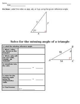 Preview of Solve for a Missing Angle in a Triangle Lesson
