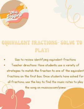 Preview of Solve for the Tune: Equivalent Fractions