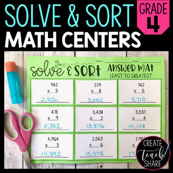 Preview of Solve & Sort Math Centers - 4th Grade