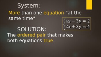 Preview of Solve system by elimination, multiply one equation -Powerpoint (w/ free video)