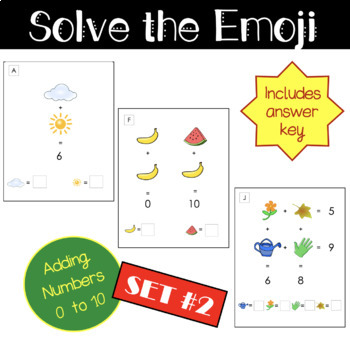 Preview of Solve the Emoji - Math Logic Puzzles - Addition set #2 (gifted/enrichment)