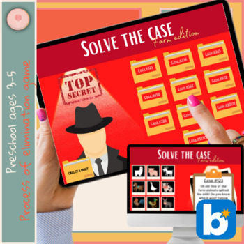 Preview of Preschool Farm Theme Boomcards game, Interactive Class Activity, Solve A Mystery