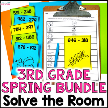 Preview of Solve the Room BUNDLE - 3rd Grade Spring Math Games - 10 Math Centers