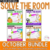 First Grade Math Task Cards Solve the Room October BUNDLE 