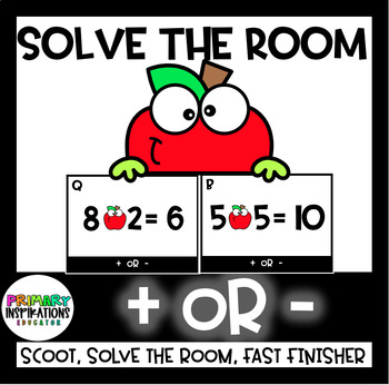 Preview of Solve the Room, Scoot Addition or Subtraction Symbol Task Cards