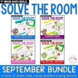 First Grade Math Task Cards Solve the Room - September BUNDLE
