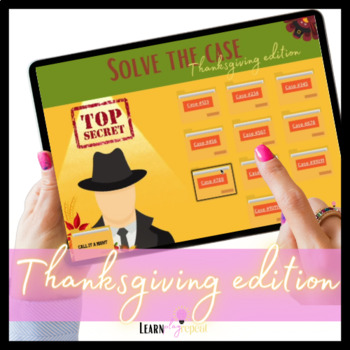 Preview of Solve the Thanksgiving mystery BOOMCARDS, problem solving digital PreK activity