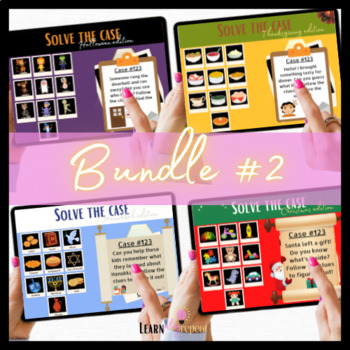 Preview of Solve the case bundle, BOOM CARDS brain break, problem solving ELA game