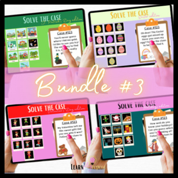 Preview of Solve the case bundle, group discussion activity, spring boom cards lesson