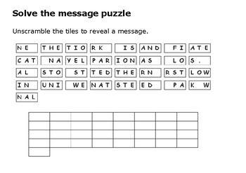 Solve the message puzzle about Yellowstone National Park TpT
