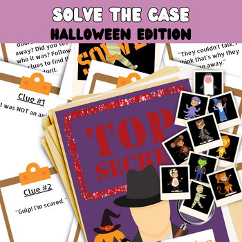 Preview of Halloween Game | Solve the mystery case file | Problem solving group activity
