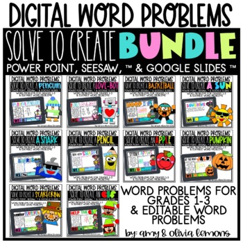 Preview of Solve to Create DIGITAL Bundle | Digital Word Problems | Digital Math Stations