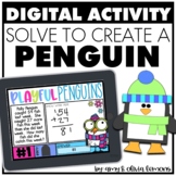 Solve to Create Penguin Digital Math Activity Winter Word 