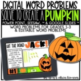 Solve to Create Pumpkin Fall Digital Math Activity & Word 