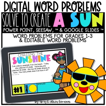 Preview of Solve to Create a Sun | Digital Word Problems | Digital Math Station