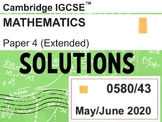 Solved-Cambridge IGCSE-MATHEMATICS 0580/43- Paper 4 (Exten