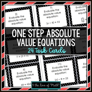 Preview of Solving 1-Step Absolute Value Equations: 24 Task Cards