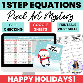Preview of Solving 1 Step Equations Holiday Christmas Theme Activity Middle School Math