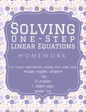 Solving 1-Step Equations Homework Worksheet