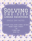 Solving 1-Step Equations Notes Packet (Worksheet)