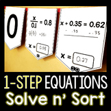 Solving 1-Step Equations Solve 'n Sort Math Pennant Activity