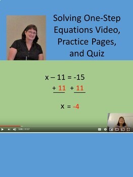 Preview of Solving 1 Step Equations Video w/ Practice pgs & Video Distance Learning Covid19