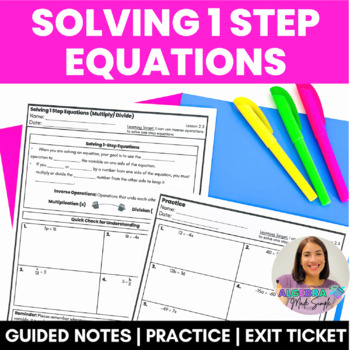 Preview of Solving 1 Step Equations with Multiplication Division Guided Notes Practice Work