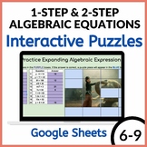 Solving 1-Step and 2-Step Algebraic Equations Interactive 