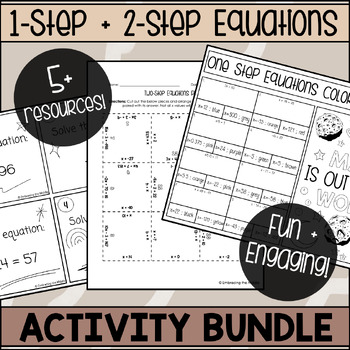 Preview of Solving 1-Step and 2-Step Equations Activity Bundle