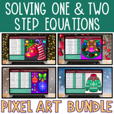 Solving 1 and 2 Step Equations Christmas Math Pixel Art Wi