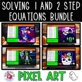 Solving 1 and 2 Step Equations Halloween Math Pixel Art BU