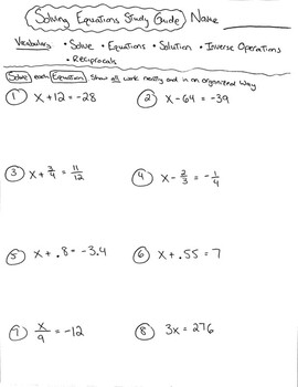Solving 1 and 2-Step Equations with Integers and Rational ...