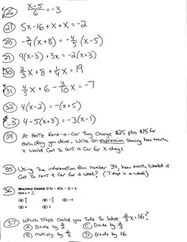 Solving 1 and 2-Step Equations with Integers and Rational Numbers Study ...