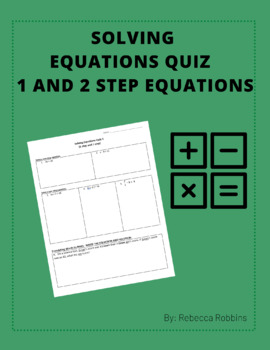 Preview of Solving 1 and 2 step Equations Quiz Free
