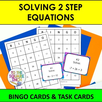 Preview of Solving 2 Step Equations Bingo Game | Task Cards | Class Practice Activity