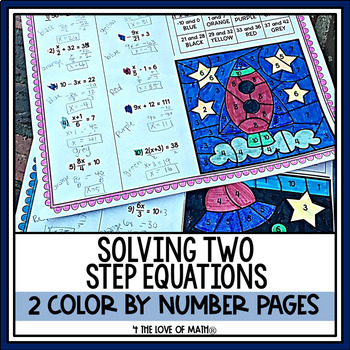 Preview of Solving 2-Step Equations: Color By Number (2 activity sheets)