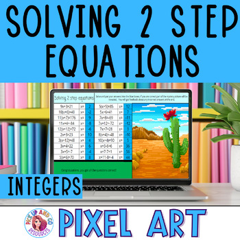 Preview of Solving Two Step Equations Pixel Art | Integer Variables