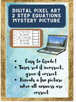 Preview of Solving 2 Step Equations Digital Pixel Art