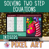 Solving 2 Step Equations Christmas Math Pixel Art Winter A