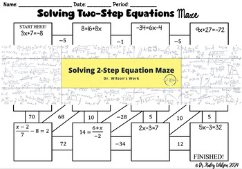 Preview of Solving 2-Step Equations Maze Two-Step
