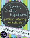 Solving 2-Step Equations Partner Matching Activity - Diffe