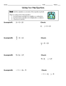 Preview of Solving 2-Step Equations Review with Scaffolded Checks