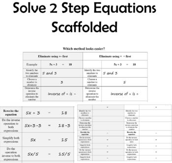 Preview of Solving 2-Step Equations SCAFFOLDED