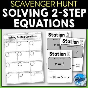 Preview of Solving 2-Step Equations Scavenger Hunt Stations Activity