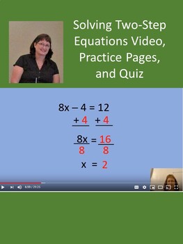 Preview of Solving 2 Step Equations Video w/ Practice pgs & Video Distance Learning Covid19